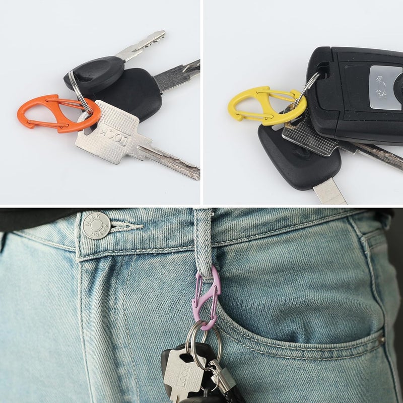 SWATOM 20PCS S Double Sided Mini Carabiner Clip Small Dual Wire Gate Carabiners Keychain Clasp Snap Hooks Tiny Key Clips EDC Accessories for Outdoor Camping Fishing Hiking - Image 4